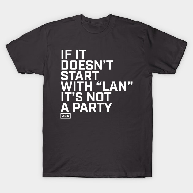 If it doesn't start with "LAN" it's not a party T-Shirt by ZeroGameSense